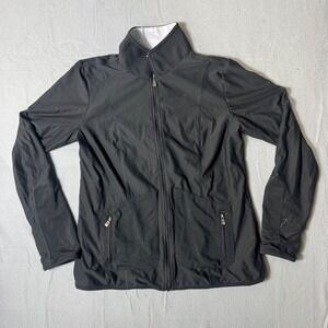 Adidas Golf Climalite Full Zip Jacket Womens Large Black Textured Mock Neck